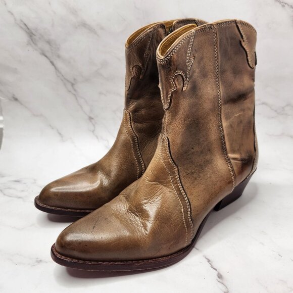 Free People New Frontier Western Boots Brown Leather Cowgirl Women's 8.5 (39) - Picture 2 of 11